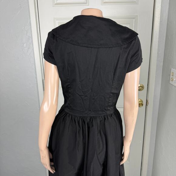 Pinup Couture Womens Dress Large Retro Pinup Cotton Blend Collar S/S Stretch H7 - Picture 5 of 8